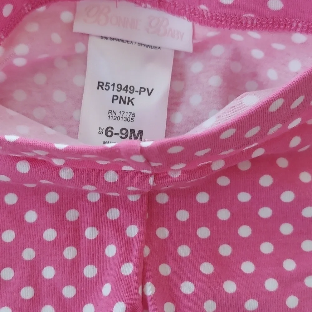 Bonnie Baby polka dot leggings- pink - 6-9 mos